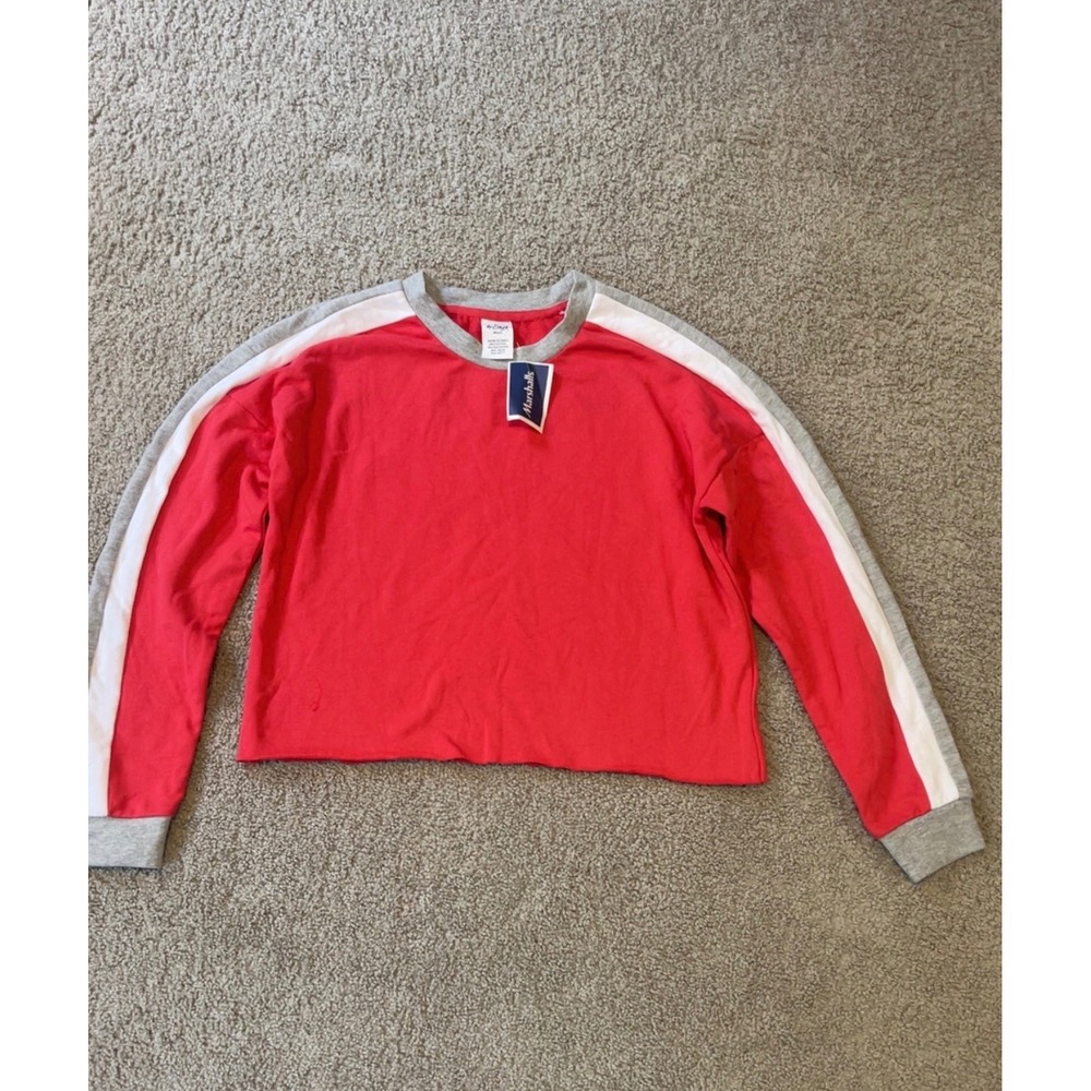 Destined Cropped Sweatshirt Pullover Long Sleeve Athleisure Top Red Small